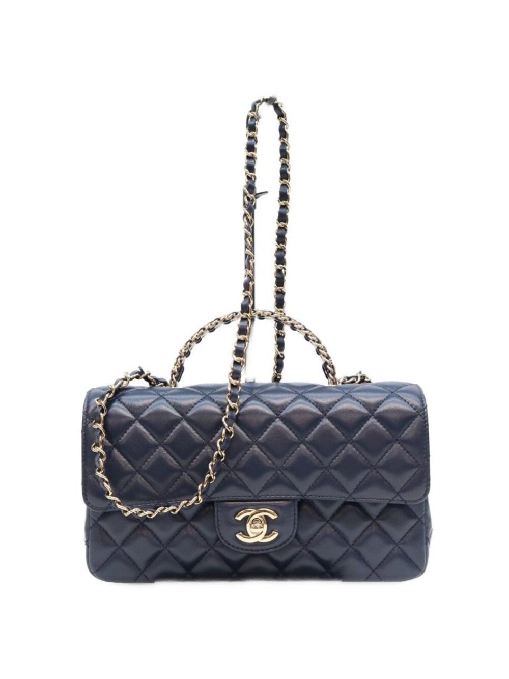 Chanel Navy Lambskin Bijou Chain Top Handle Quilted 23
